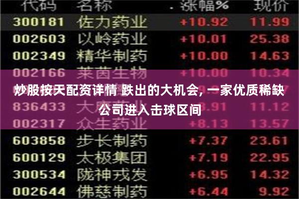 炒股按天配资详情 跌出的大机会, 一家优质稀缺公司进入击球区间