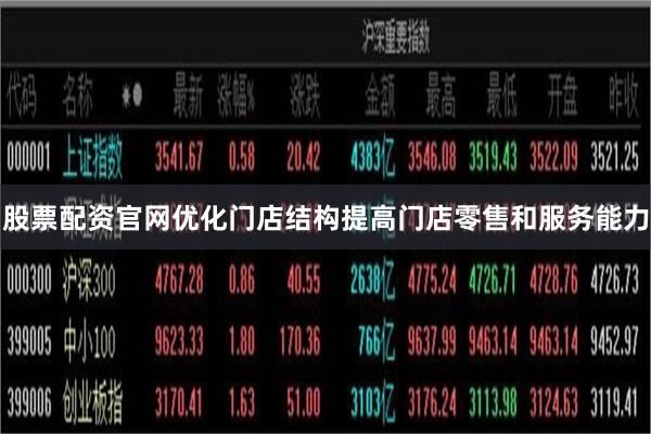 股票配资官网优化门店结构提高门店零售和服务能力