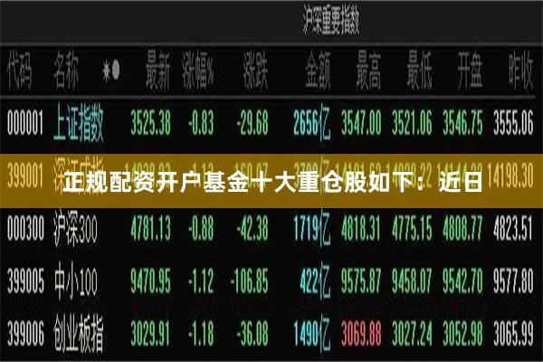 正规配资开户基金十大重仓股如下：近日